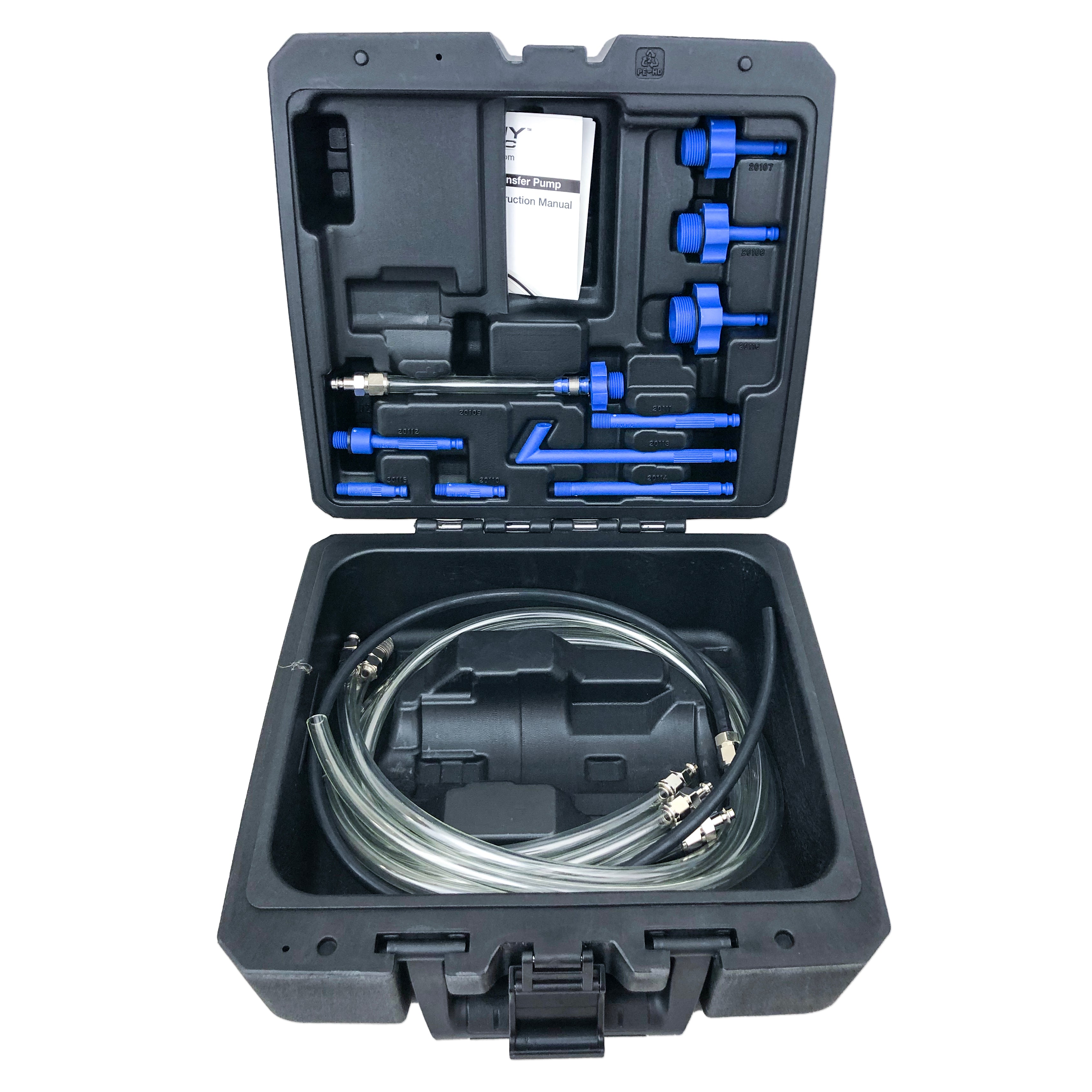 Fluid Transfer Pump Case with Transmission Adapters and Hoses (No Pump Included)