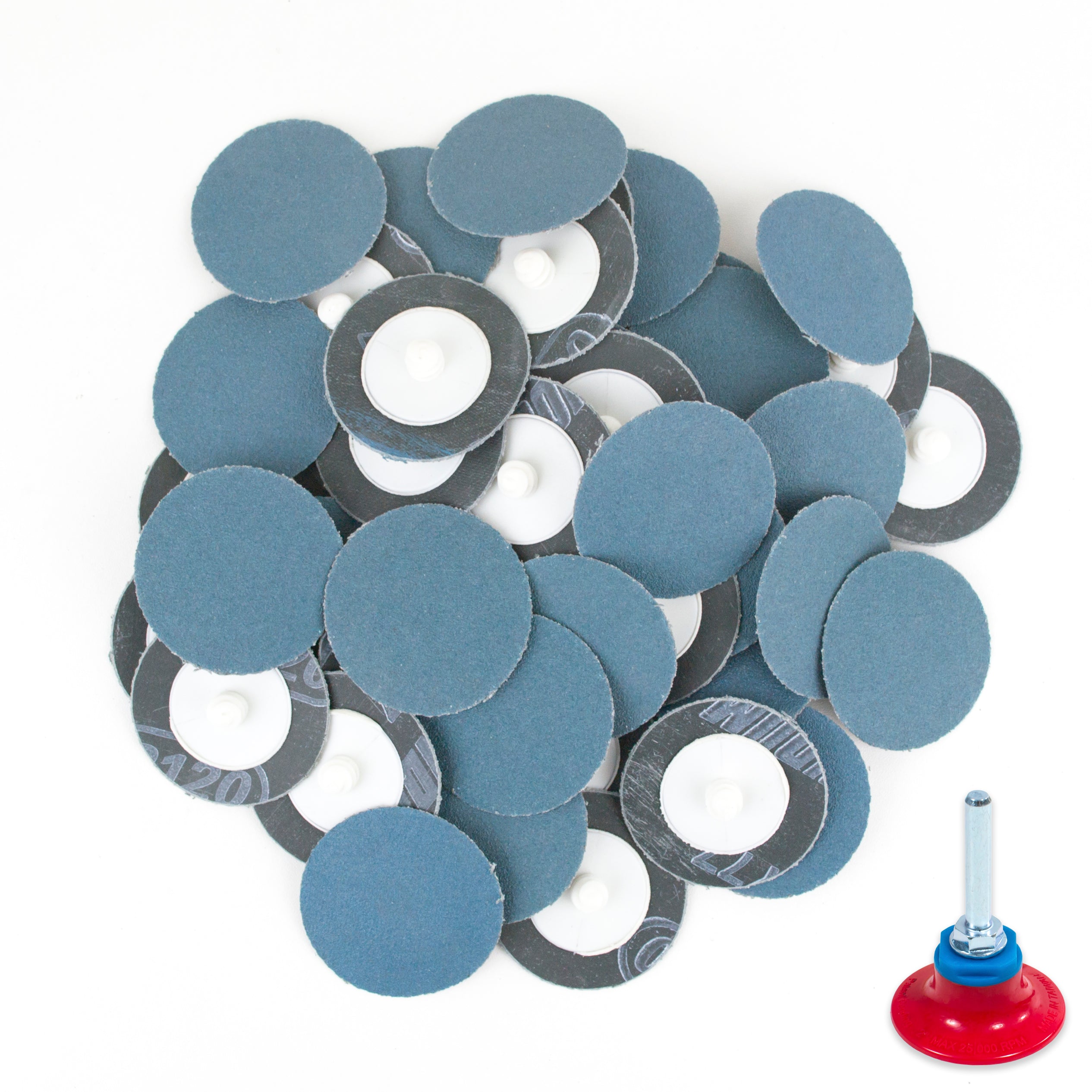 2 inch 120 Grit Zirconia “Roloc” Roll-On Type Abrasive Sanding Discs (50 pcs) with Holder