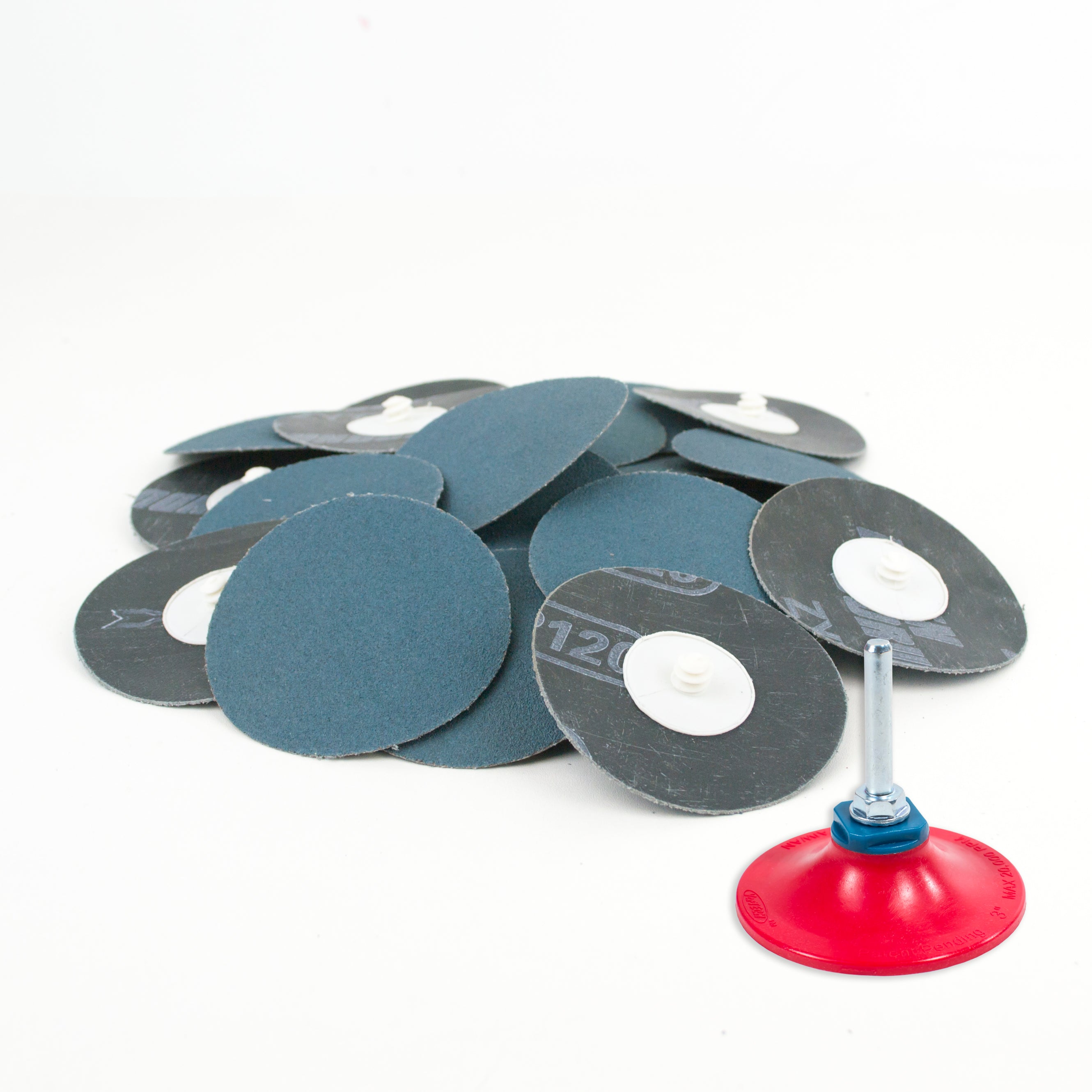 3 inch 120 Grit Zirconia “Roloc” Roll-On Type Abrasive Sanding Discs (25 pcs) with Holder
