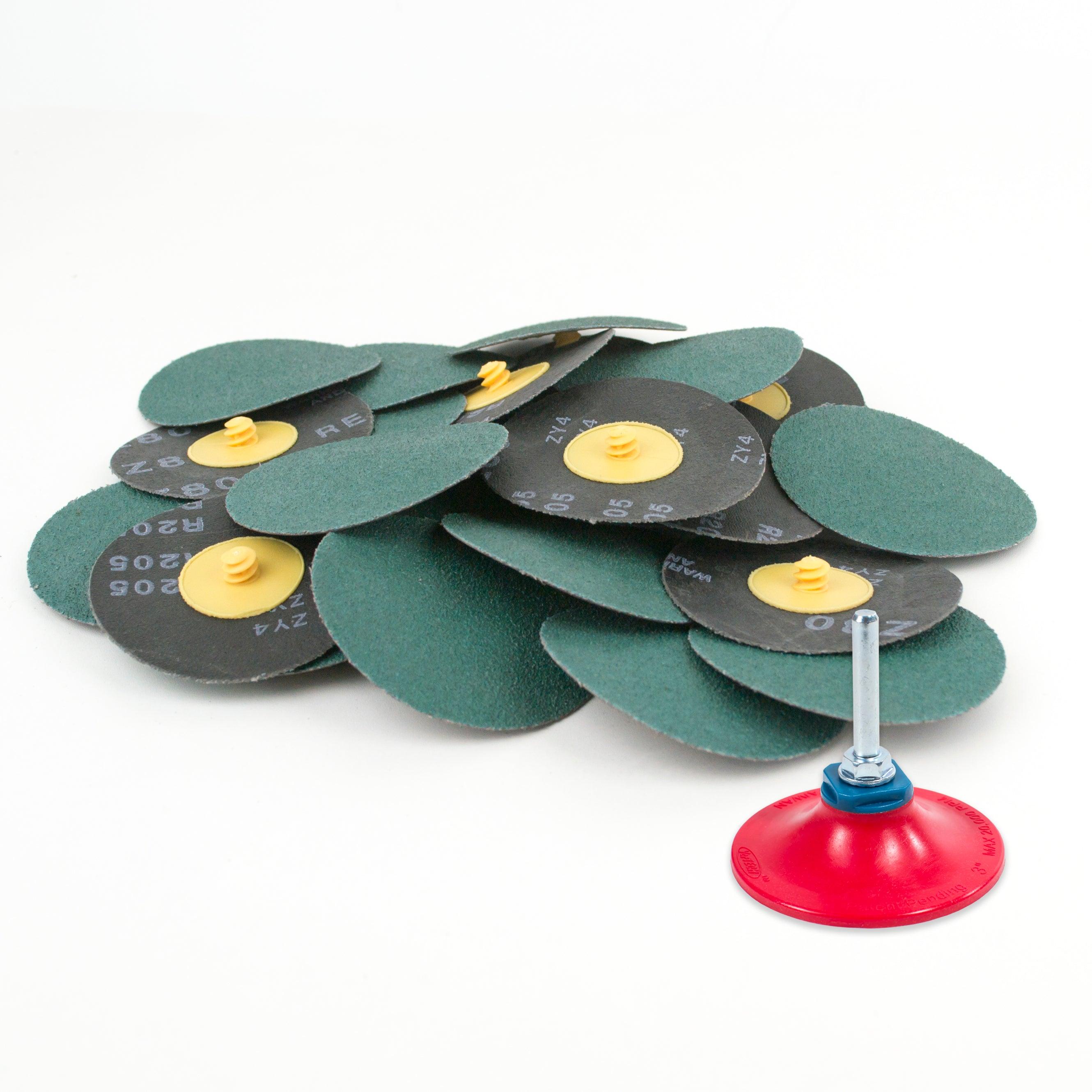 3 Inch Roloc Flap Disc 3 inch 80 Grit Zirconia “Roloc” Roll-On Type Abrasive Sanding Discs (2 ...