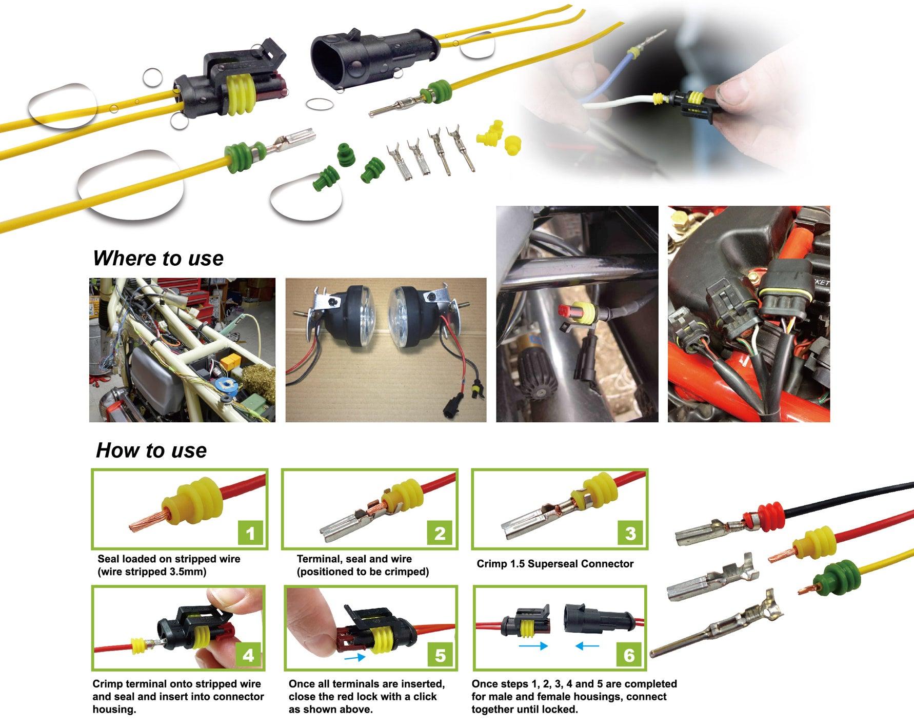 1.5 Superseal Connector Terminal Ratcheting Crimping Tool- Includes 2 Dies - Tool Guy Republic