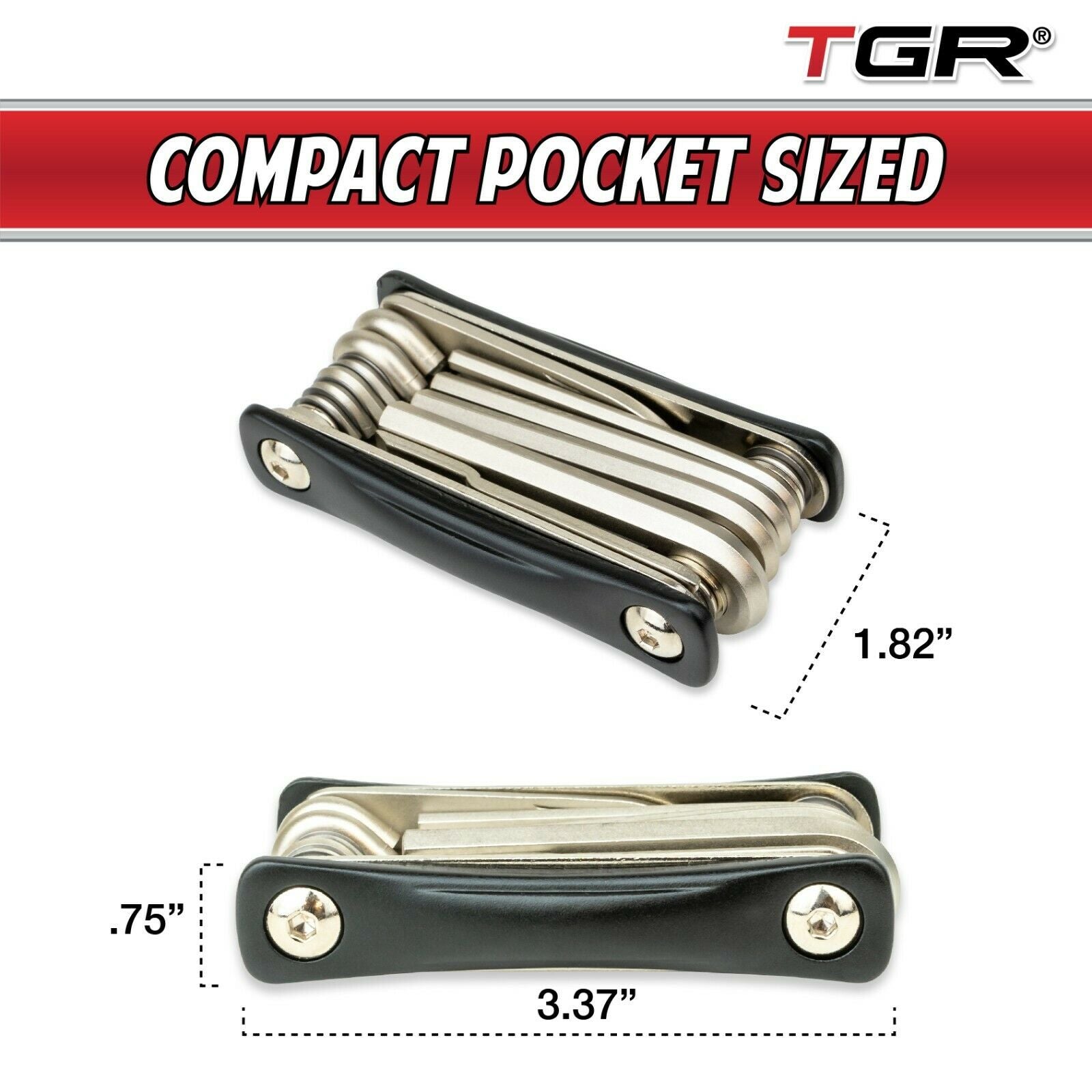 TGR 19 in 1 Folding Multi-Function Bicycle Tool - Heavy Duty, Compact Pocket Sized, Lightweight - for Road and Mountain Bikes