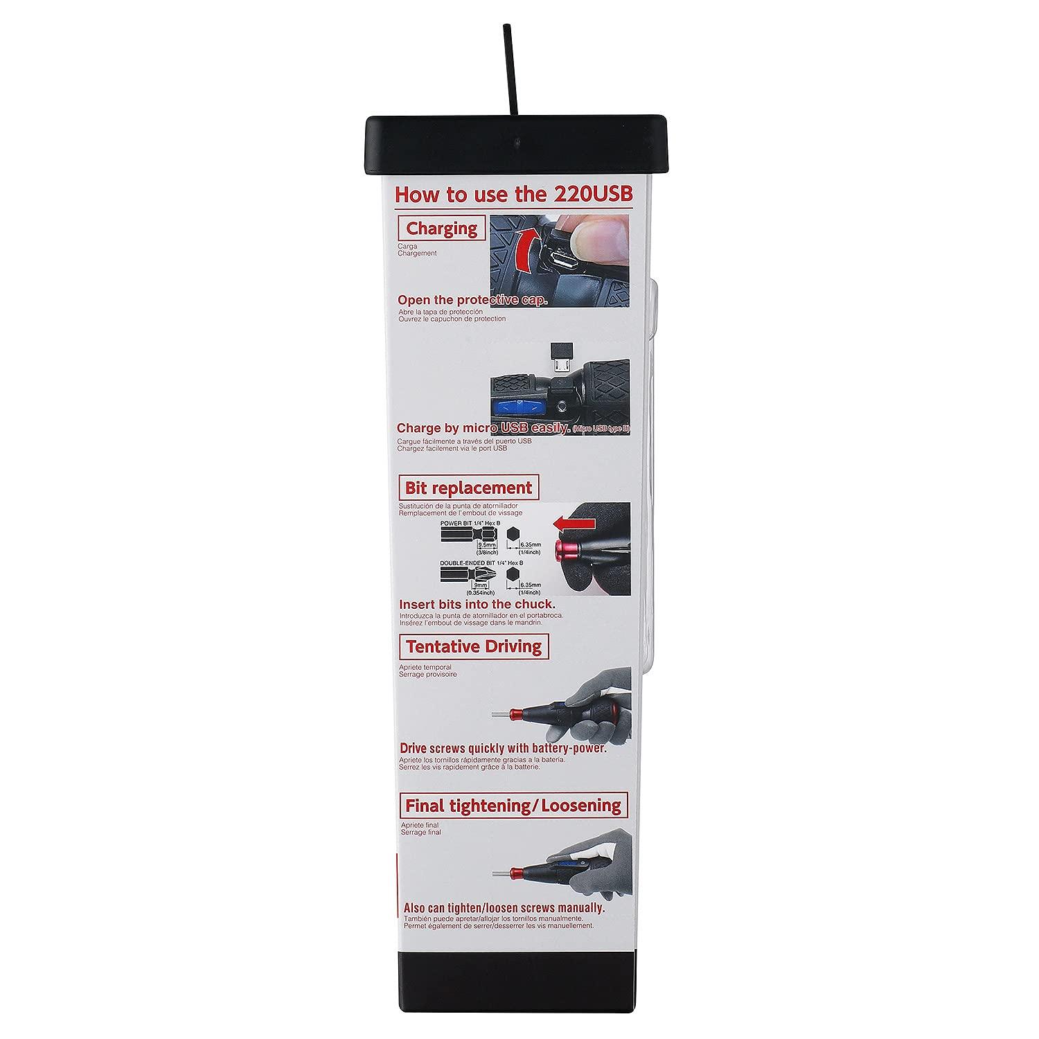 VESSEL BALL GRIP Rechargeable Screwdriver Cordless No.220USB-1U 220USB1U Made in Japan by VESSEL - Tool Guy Republic