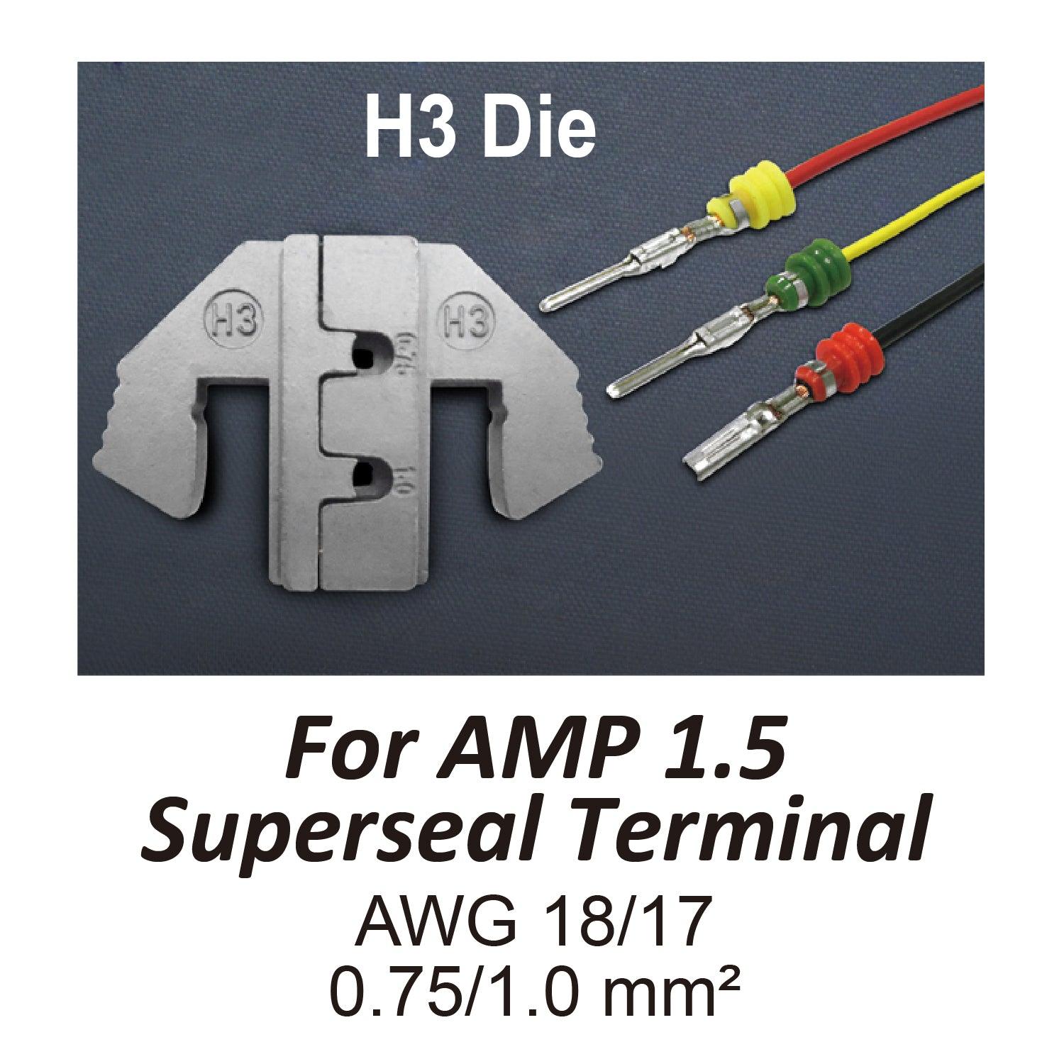 Crimping Tool Die - H3 Die for AMP 1.5 Superseal Terminal AWG 18/17