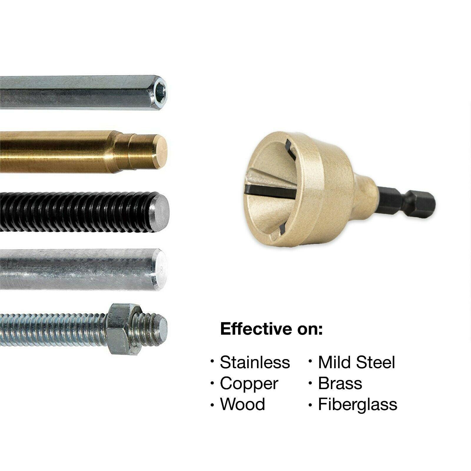 Deburring External Chamfer Tool External Chamfer Drill Bit with Tungsten  Carbide Blade Fits 1/8 to 3/4. for Damaged Metal Steel Screws, Bolts and