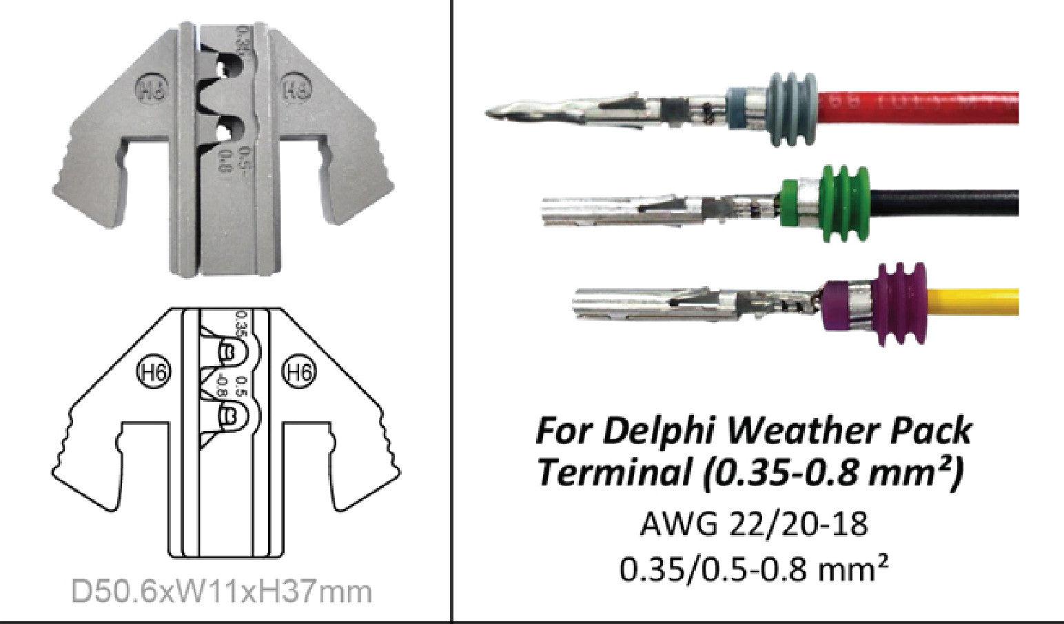 Crimping Tool Die - H6 Die for Delphi Weather Pack Terminal AWG 22/20-18